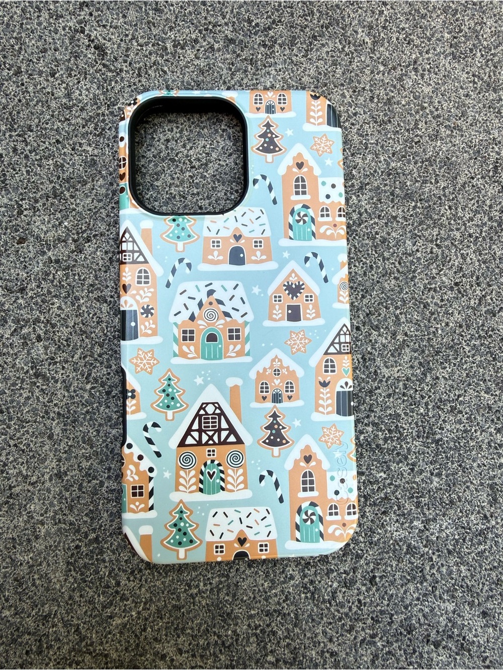Holiday Gingerbread Village Phone Case - Light Blue Pattern